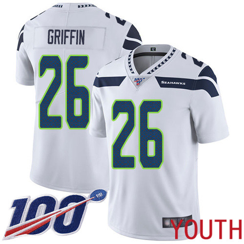 Seattle Seahawks Limited White Youth Shaquill Griffin Road Jersey NFL Football #26 100th Season Vapor Untouchable->youth nfl jersey->Youth Jersey